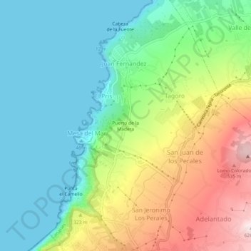 Puerto de la Madera topographic map, elevation, terrain