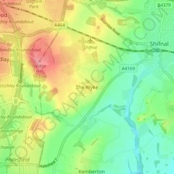 The Wyke topographic map, elevation, terrain