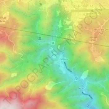 Camp 6 topographic map, elevation, terrain