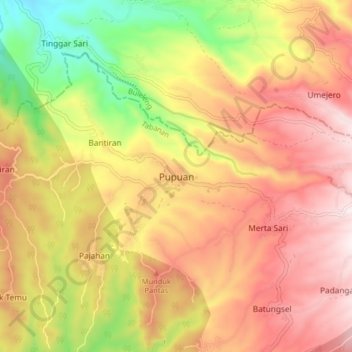 Pupuan topographic map, elevation, terrain