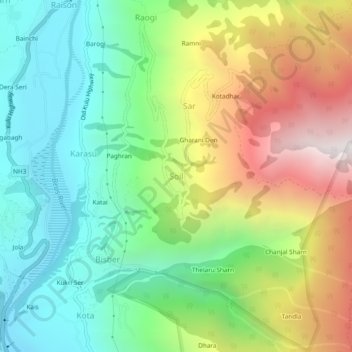 Soil topographic map, elevation, terrain