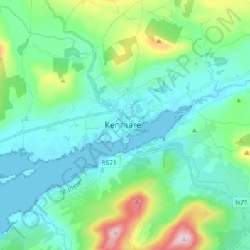 Kenmare topographic map, elevation, terrain