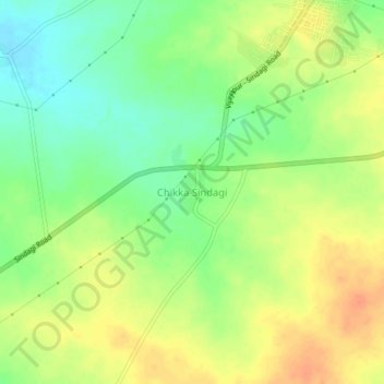 Chikka Sindagi topographic map, elevation, terrain