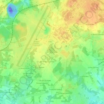 Les Renardieres topographic map, elevation, terrain
