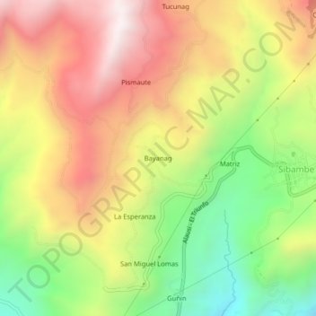 Bayanag topographic map, elevation, terrain