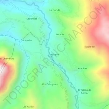 Briceño topographic map, elevation, terrain