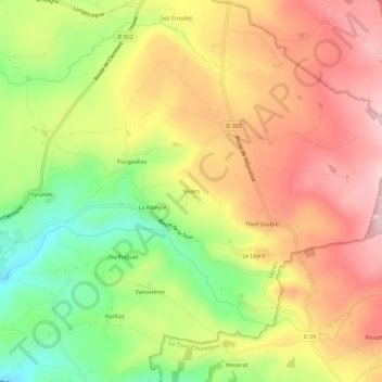 Vivers topographic map, elevation, terrain