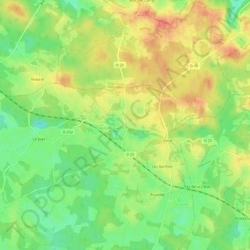 Flaujac-Haut topographic map, elevation, terrain