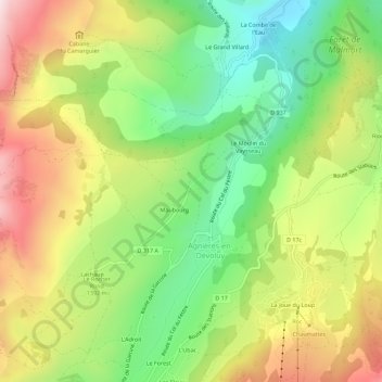 Le Cousy topographic map, elevation, terrain