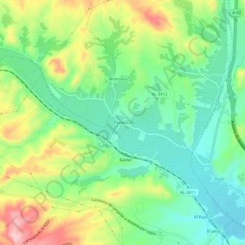 Paulenca topographic map, elevation, terrain