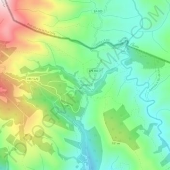 Portelo topographic map, elevation, terrain