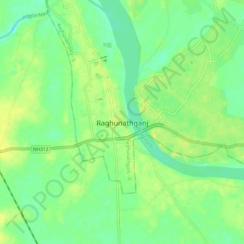 Raghunathganj topographic map, elevation, terrain