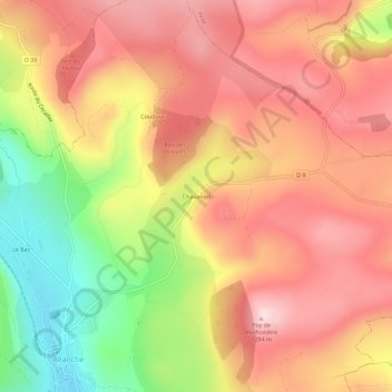 Chavanon topographic map, elevation, terrain