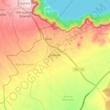 Diriómo topographic map, elevation, terrain