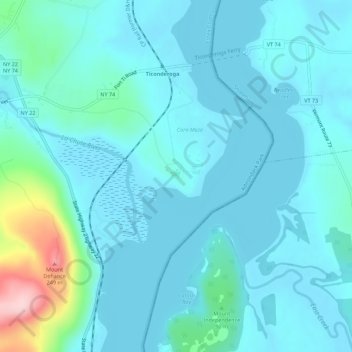Fort Ticonderoga topographic map, elevation, terrain