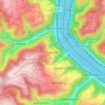 Neurath topographic map, elevation, terrain