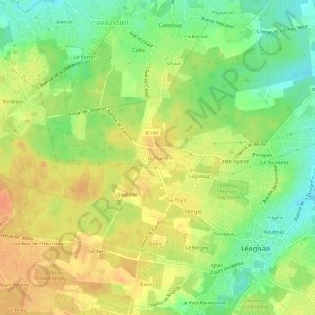 Le Peyrot topographic map, elevation, terrain