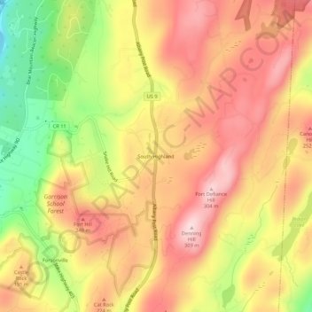 South Highland topographic map, elevation, terrain