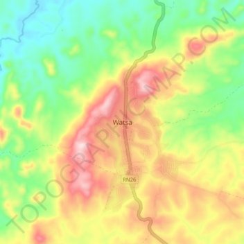 Watsa topographic map, elevation, terrain