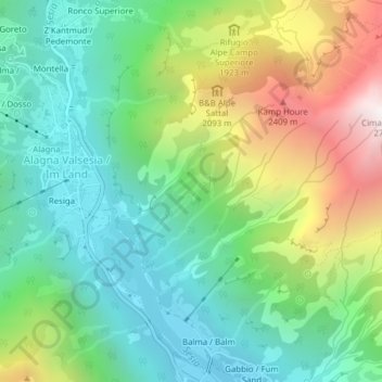 Alpe sn1 topographic map, elevation, terrain