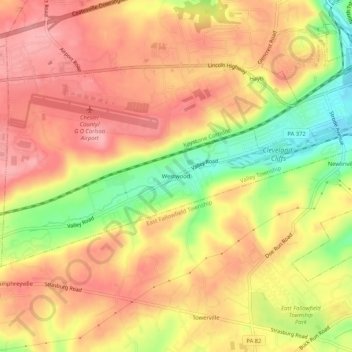 Westwood topographic map, elevation, terrain