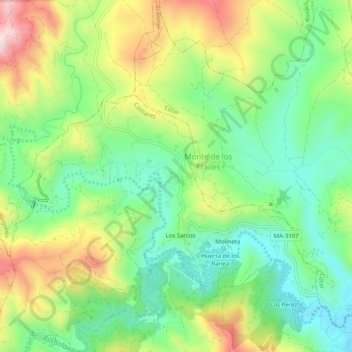 Las Cuevas topographic map, elevation, terrain