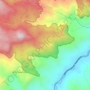 Rompe Gading topographic map, elevation, terrain