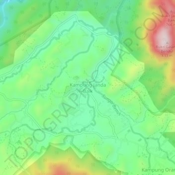 Kampung Janda Baik topographic map, elevation, terrain