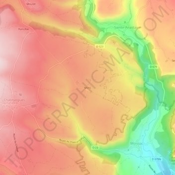 Mons topographic map, elevation, terrain