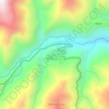 Kanggime topographic map, elevation, terrain