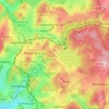 Eberg topographic map, elevation, terrain
