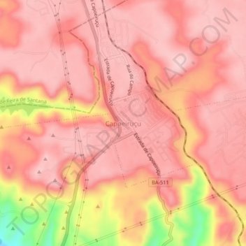 Capoeiruçu topographic map, elevation, terrain