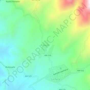 Arrayan topographic map, elevation, terrain