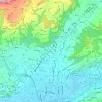 Foen topographic map, elevation, terrain