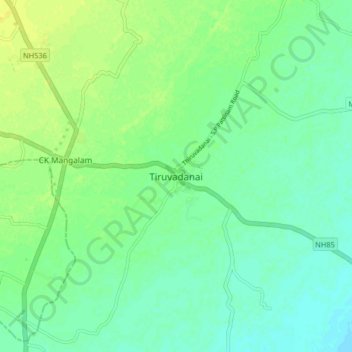 Tiruvadanai topographic map, elevation, terrain