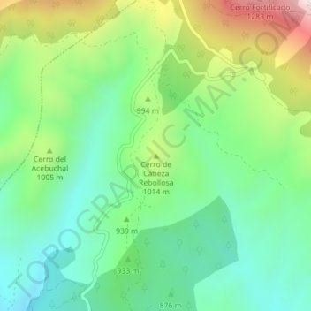 Cerro de Cabeza Rebollosa topographic map, elevation, terrain