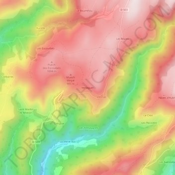 Verlaguet topographic map, elevation, terrain