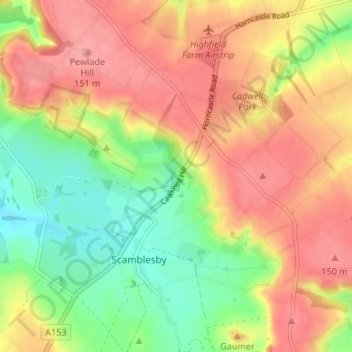 Cawkwell topographic map, elevation, terrain