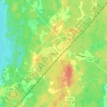 Liatorp topographic map, elevation, terrain