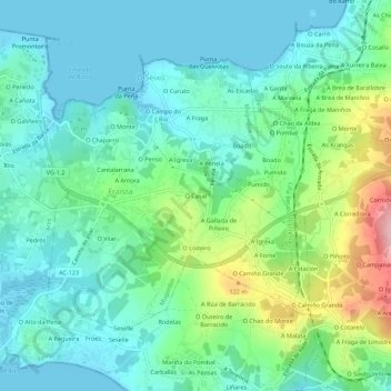 O Casal topographic map, elevation, terrain