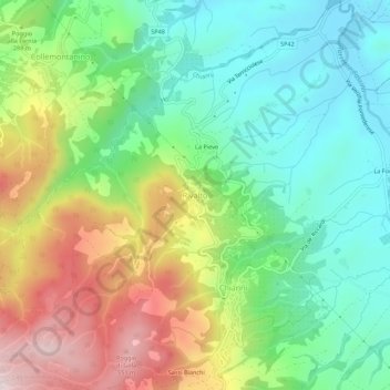 Rivalto topographic map, elevation, terrain