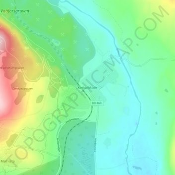 Koskullskulle topographic map, elevation, terrain