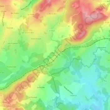 Châteaurenon topographic map, elevation, terrain