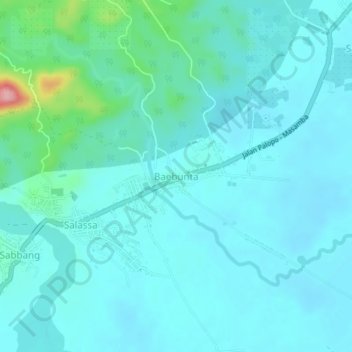 Baebunta topographic map, elevation, terrain