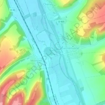 Pre Boudray topographic map, elevation, terrain