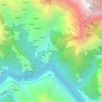 Kandhi topographic map, elevation, terrain