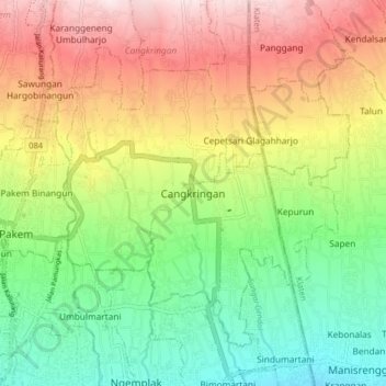 Cangkringan topographic map, elevation, terrain