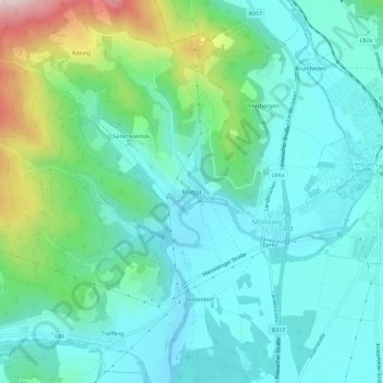 Brugga topographic map, elevation, terrain