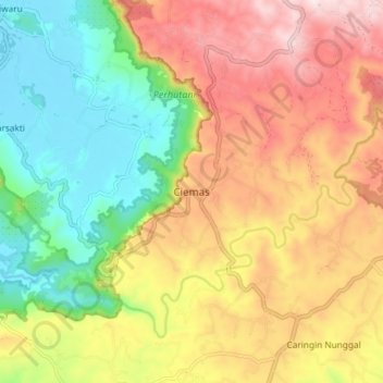 Ciemas topographic map, elevation, terrain