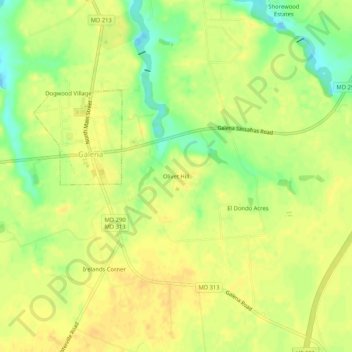 Olivet Hill topographic map, elevation, terrain